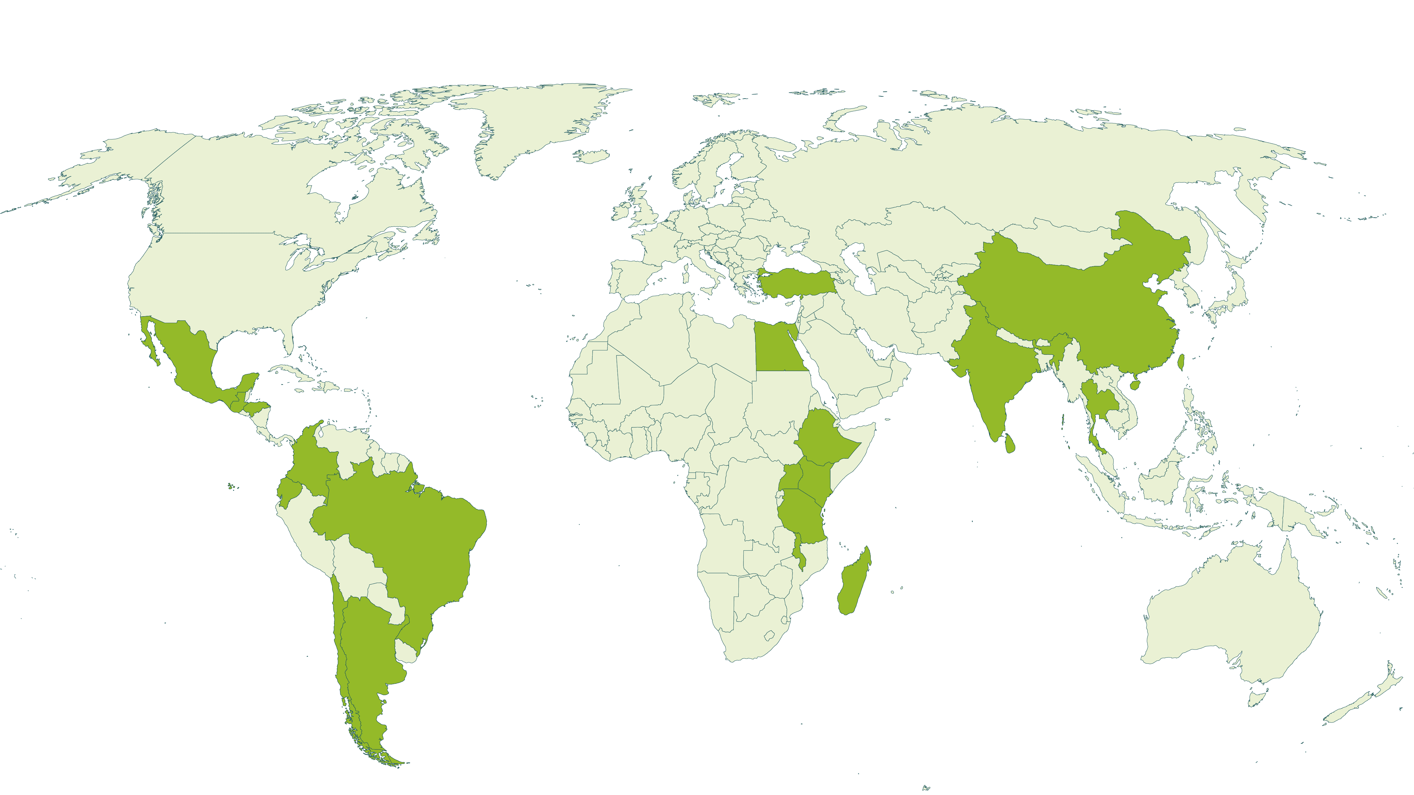 Map of current Rainforest Alliance certified herbs & spices farms